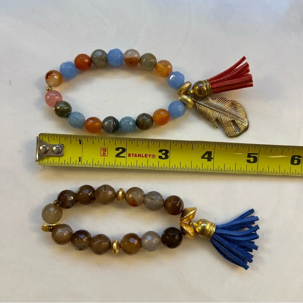 Colorful beaded stone stretch‎ bracelet set